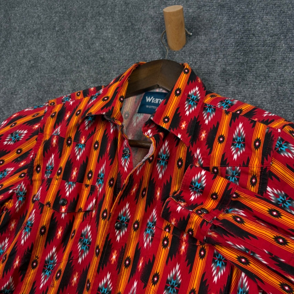 Wrangler Western Shirt Youth L Red Aztec Geometric Southwestern BC1276M Shirt